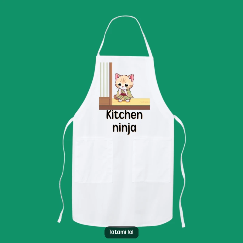 Funny Kitten Kimono Kitchen Apron - Cute Culinary Gift