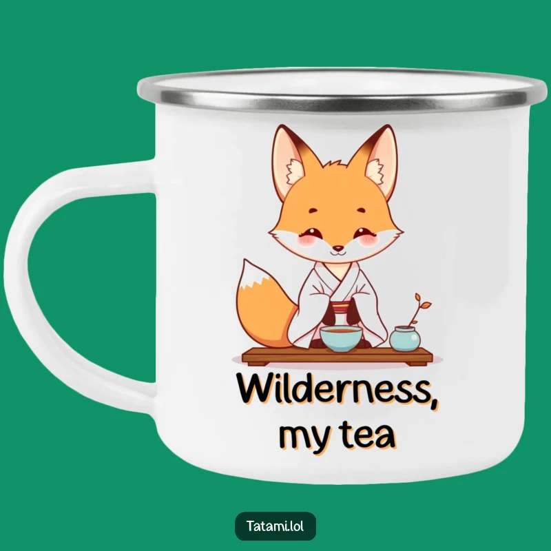 Funny Fox Kimono Camping Mug - Outdoor Tea Ceremony Fox Cup, Adventure Funny Gift