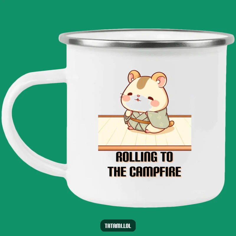 Funny Hamster Kimono Camping Mug: Chubby Roller's Happy Trails!