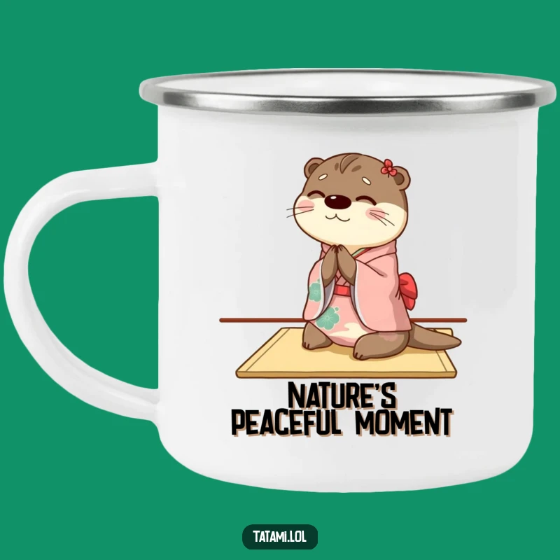 Funny Otter Camping Mug: Kimono Bow, Humorous Gift For Outdoor Serenity