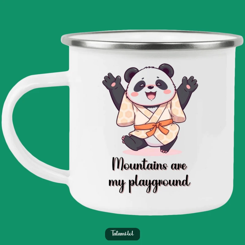 Funny Panda Kimono Camping Mug - Outdoor Acrobat Panda, Adventure Ready Funny Gift