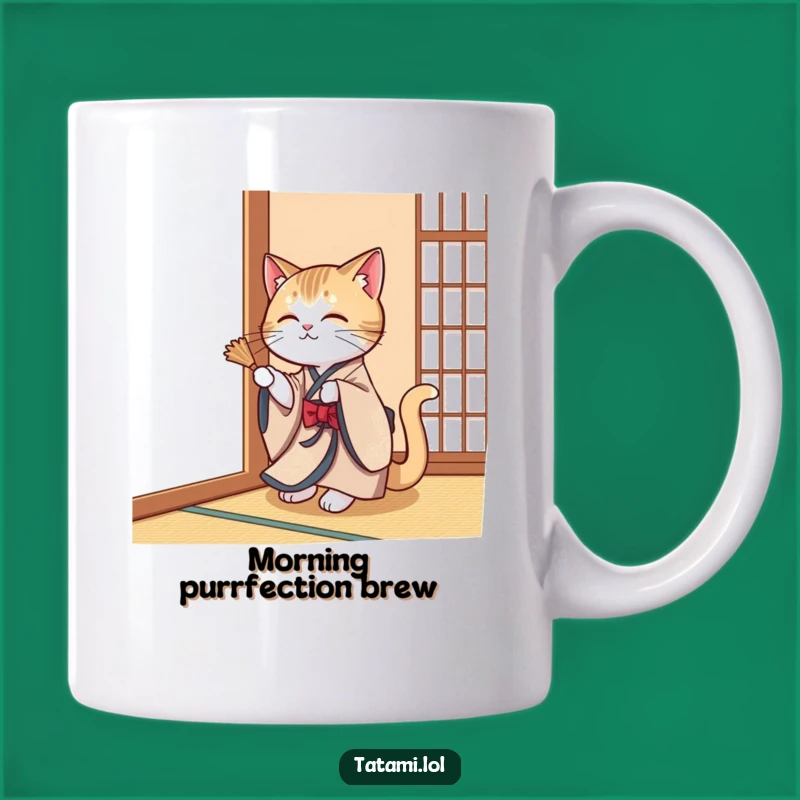 Funny Cat Kimono Mug: Elegant Gift for Playful Swatting Feline Moments