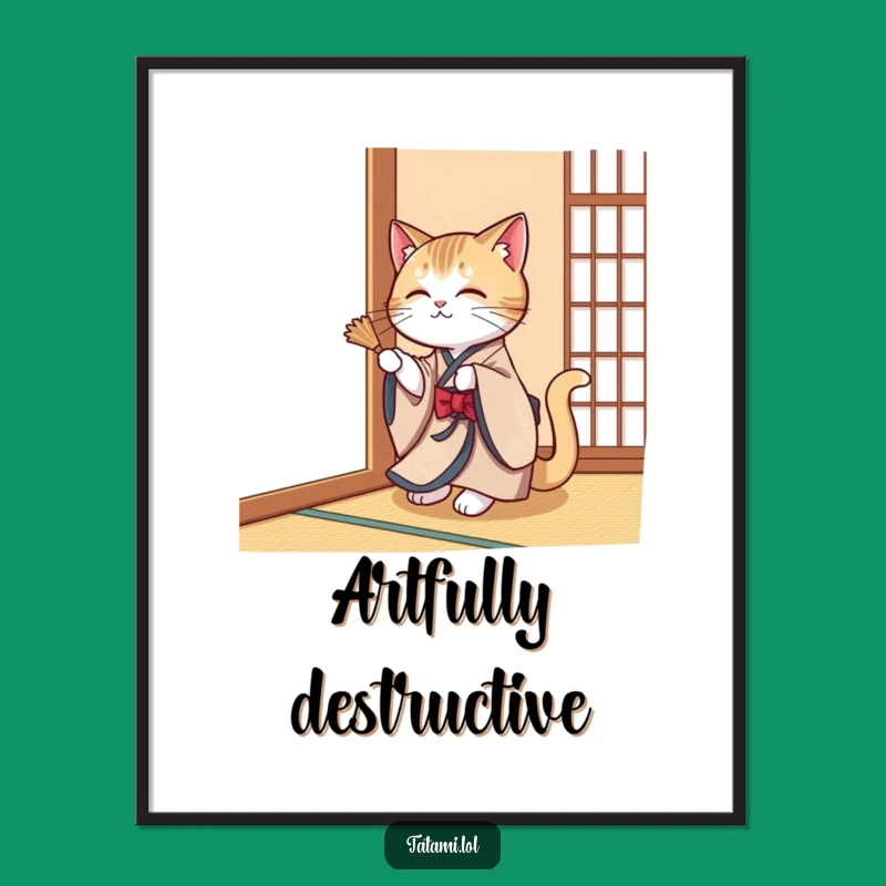 Funny Cat Kimono Digital Art: Elegant Download for Playful Decor