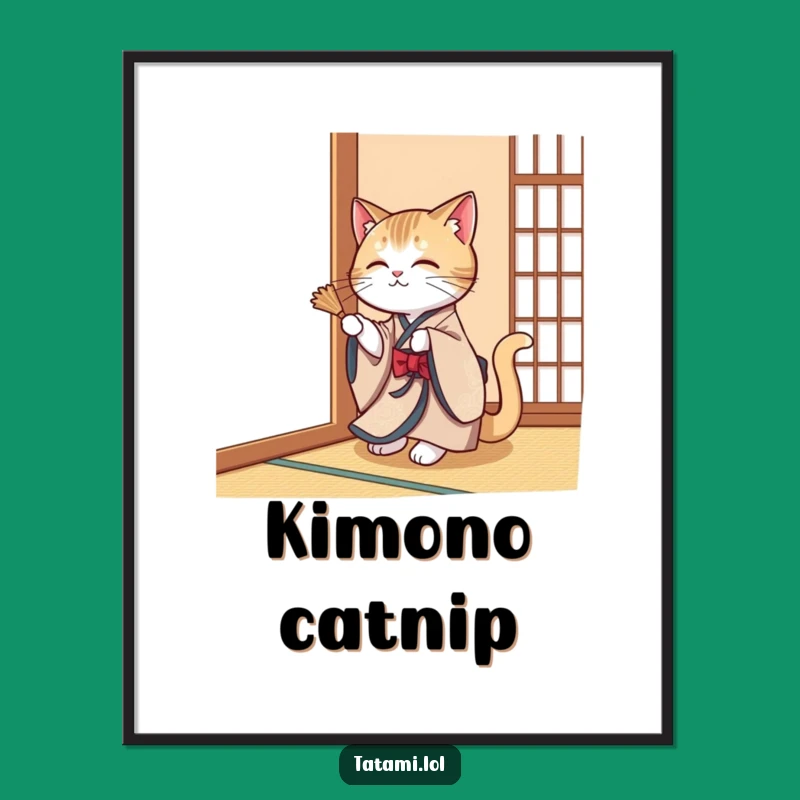 Free Printable Wall Art: Classy Cat in Kimono for Hilarious Downloadable Decor