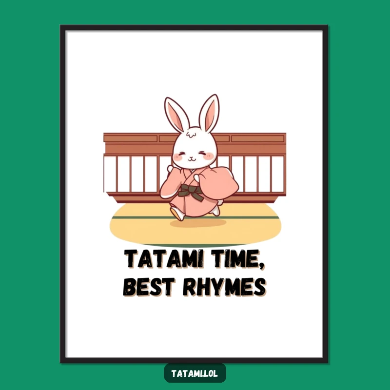 Free Printable Wall Art: Cute Rabbit Kimono Hop Funny Downloadable Decor