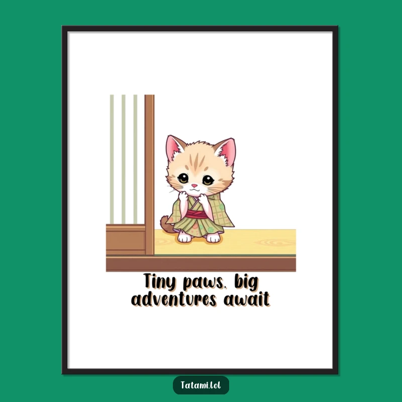 Free Printable Wall Art: Kitten Kimono Playful Art Downloadable Decor