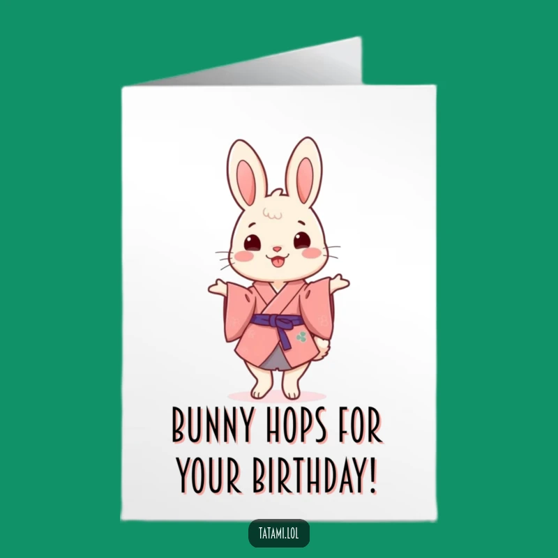 Free Printable Birthday Card: Funny Kimono Rabbit Balancing Act Downloadable Greeting