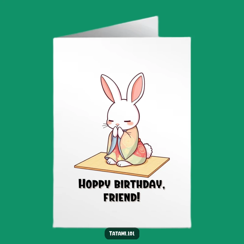 Free Printable Birthday Card: Graceful Rabbit Bows for a Classy Downloadable Gift