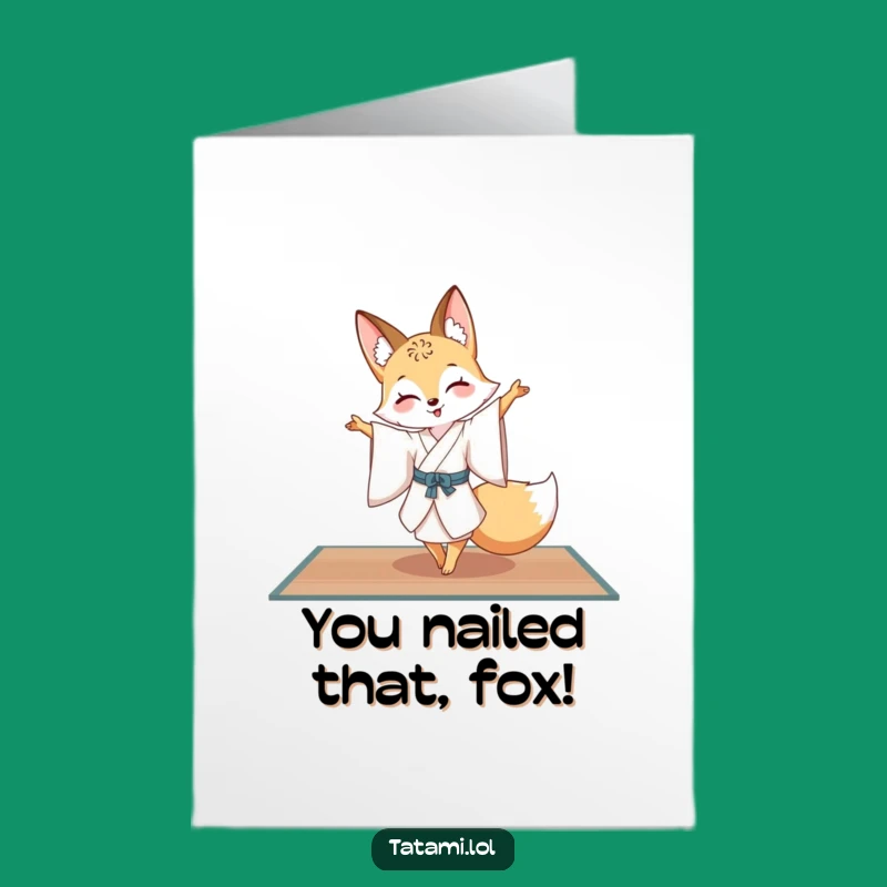 Free Printable Congrats Card: Fox Pirouette Kimono Funny Downloadable Gift