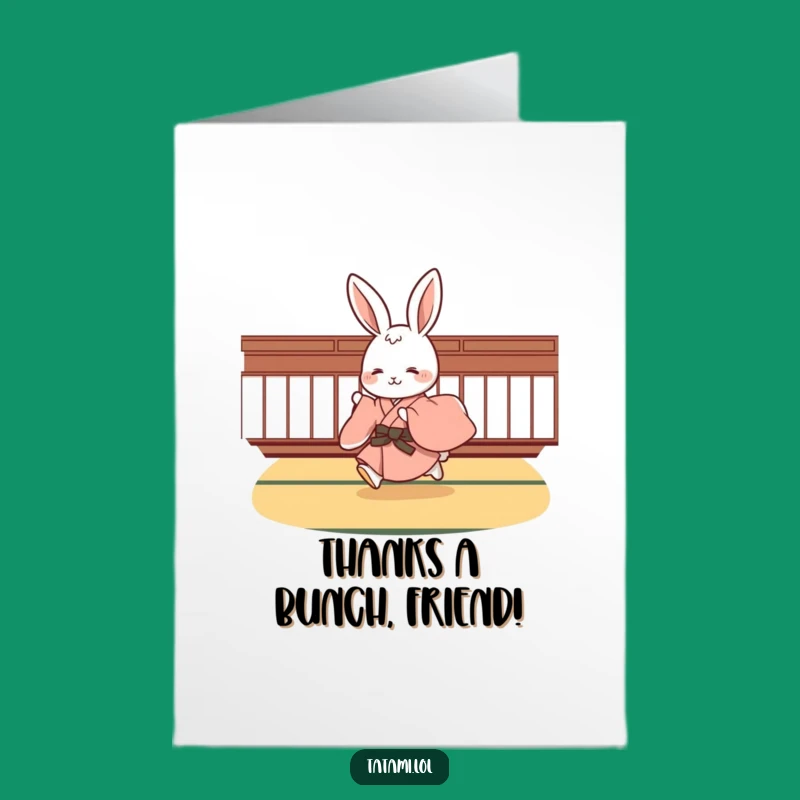 Free Printable Thank You Card: Rabbit Kimono Hop Funny Downloadable Gift