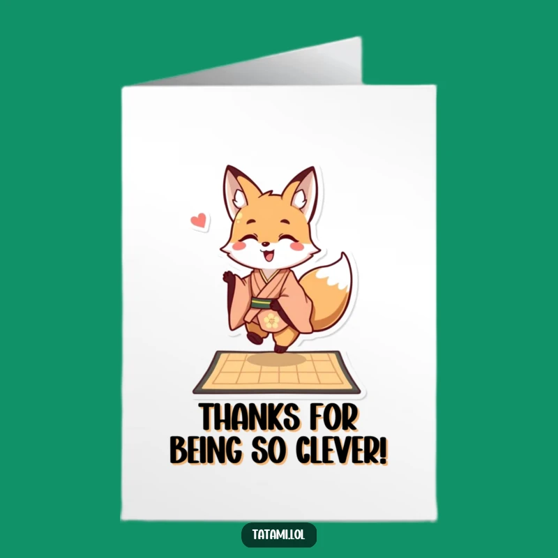 Free Printable Thank You Card: Fox Kimono Playful Funny Downloadable Gift