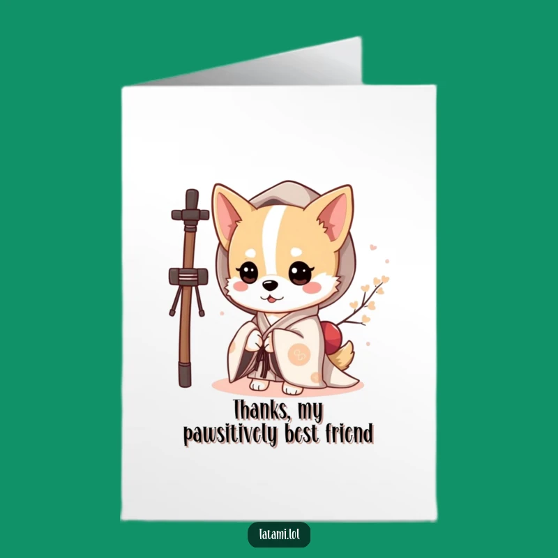 Funny Dog Kimono Thank You Card - Free Printable Downloadable Design