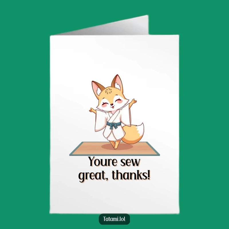 Free Printable Thank You Card: Fox Pirouette Kimono Funny Downloadable Gift