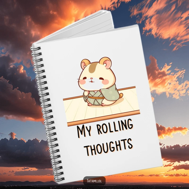 Funny Hamster Kimono Notebook: Chubby hamster in a kimono humorously rolling, ready for funny notes and ideas.