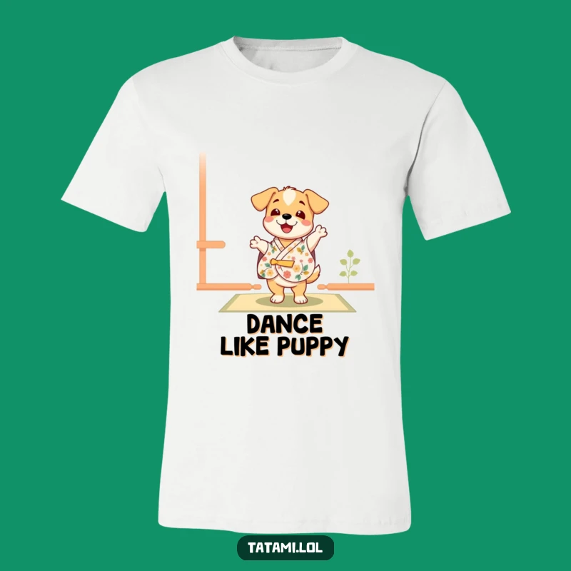 Funny Puppy Kimono T-Shirt: Happy Dance Character Tee for Pet Lovers