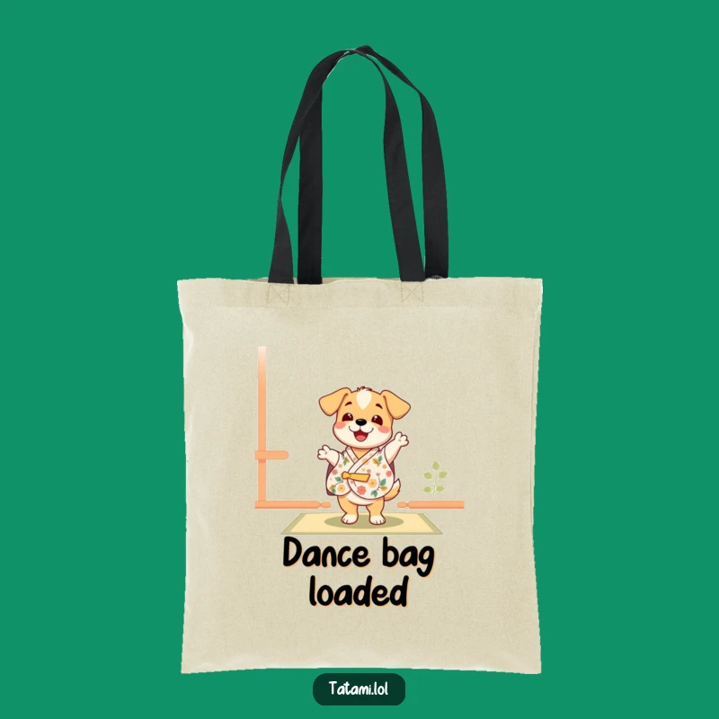 Funny Puppy Kimono Tote Bag: Happy Dance Carry-All Gift