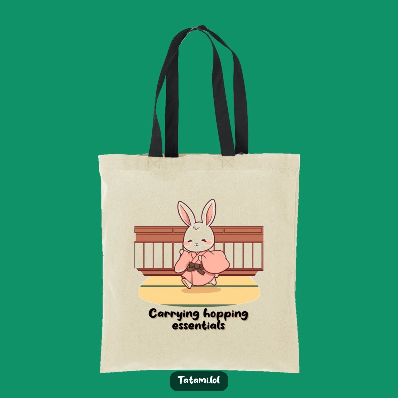 Funny Rabbit Kimono Tote Bag: Cute Hopping Character Carry-All Gift